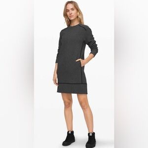 Lululemon On Repeat Dress Heathered Dark Grey Black, Pockets, High Neckline 6